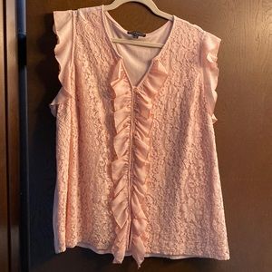 Lane Bryant Lace Ruffle Front Button Down Sleeveless Blouse Sz 2X 18/20